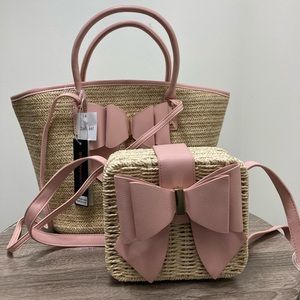 Blush Pink Straw purse bundle of 2
